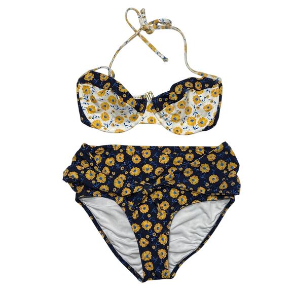 Shoshanna Other - Shoshanna Daisy Daydream Tie-Neck Bikini Top Tie Front High Waist Bottoms L /DD